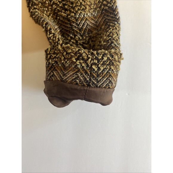 Doncaster Blazer Women's 2 Small Brown Tweed Wool Blend Leather Trim Button Up - Picture 7 of 11